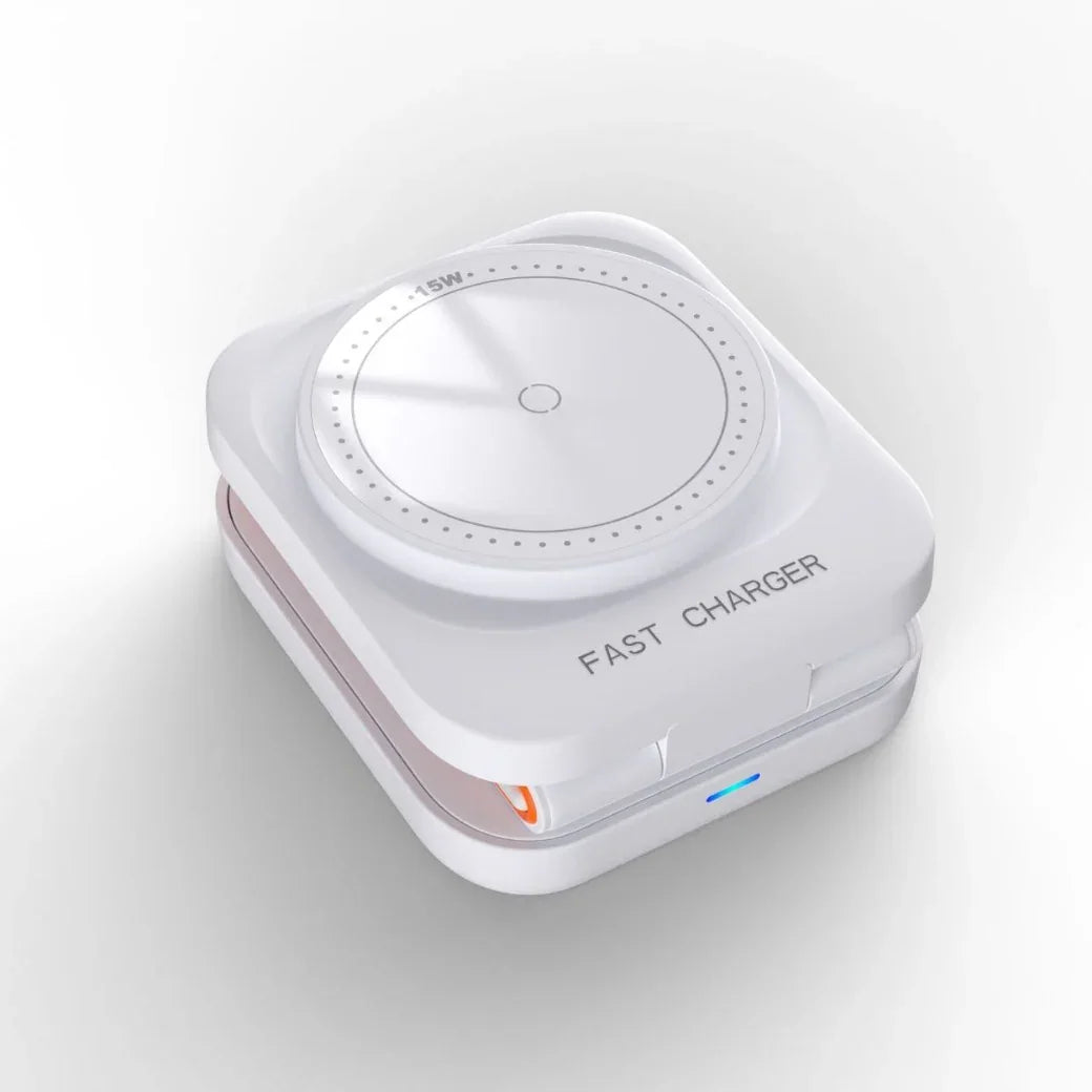 15W fast wireless charger with LED indicator, compact design for smartphones